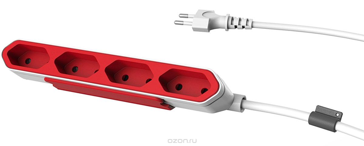Allocacoc Powerbar, Red сетевой удлинитель с креплением (1.5 м)
