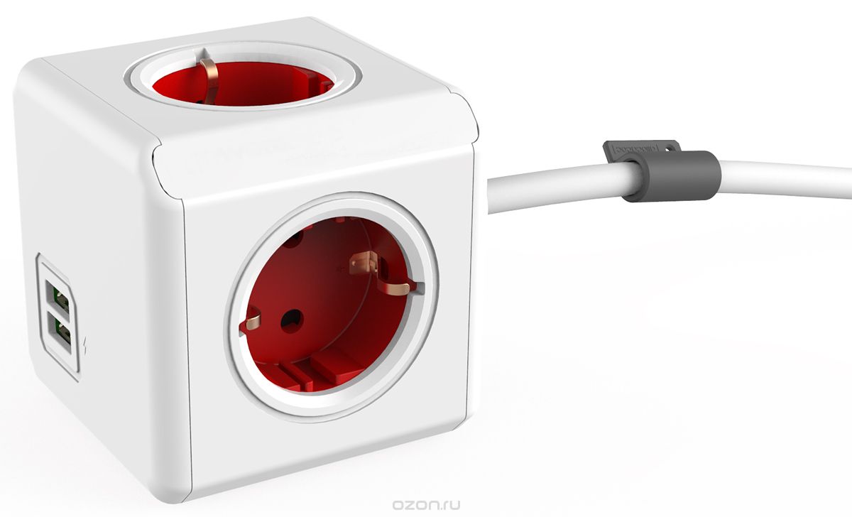 Allocacoc Extended USB, Red сетевой разветвитель